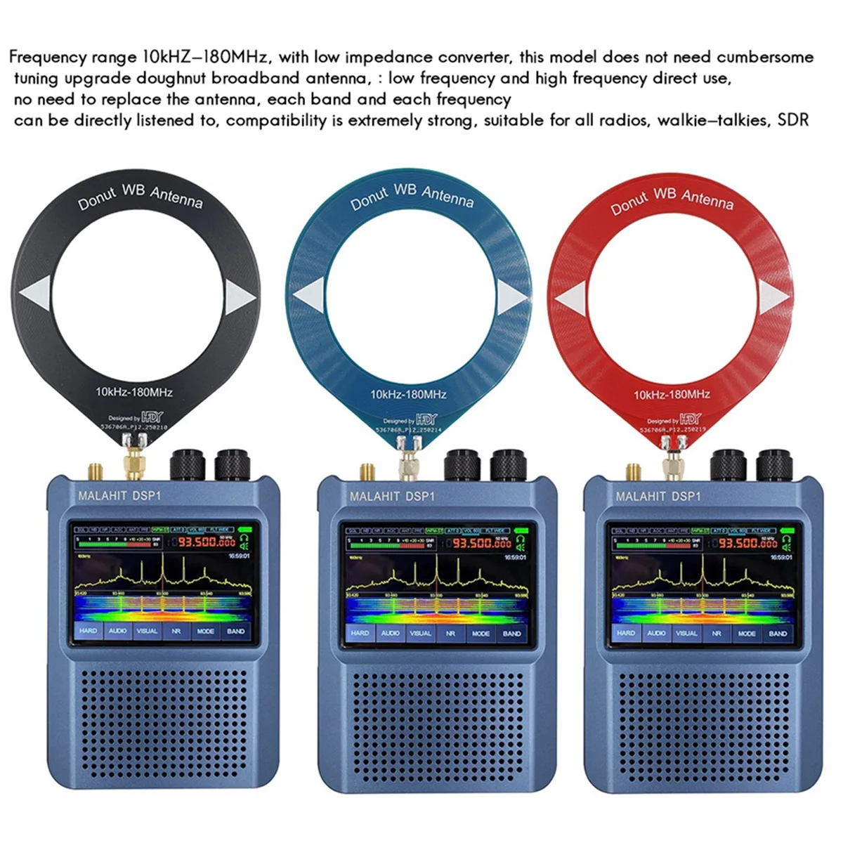 

CLCU 10kHz-180MHz Mini Loop Antenna All Band Coverage Ring Donut Antenna Supports Shortwave/Medium Wave SDR for Radio Blue