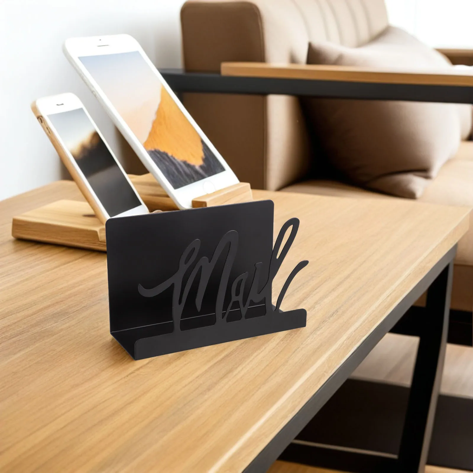 

Sturdy Letter Black Desktop Document Organizer Office Home Cutout Design Standing File Storage Holder Vintage Style for Desk