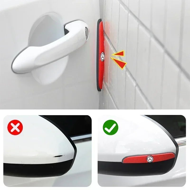 4 قطعة/المجموعة المطاط الوفير قطاع باب السيارة المضادة للتصادم شعار ملصق لمرسيدس بنز AMG A B C E S الفئة GLA GLC CLA GLK GLE #6