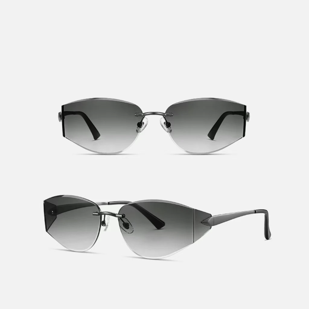 موضة بدون شفة النظارات الشمسية النساء العلامة التجارية مصمم التدرج نظارات شمسية فاخرة التشذيب فرملس النظارات السيدات عالية الجودة #2