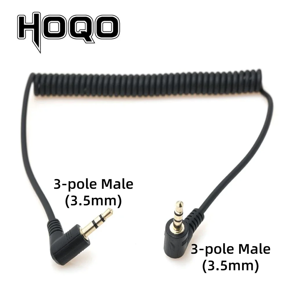 90 Degree 3.5mm 3/4 Pole Male TRS to TRRS 3.5/2.5mm 3/4 Pole Male/Female Headphone Stereo Audio AUX Spring Coiled Spiral Cable