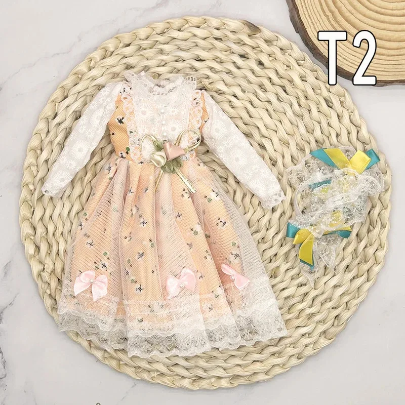 Conjunto completo de roupas de bonecas 1/6, 30cm, anime kawaii, boneca reborn, saia, chapéu, cocar, crianças, vestir-se, brinquedos de casa de bonecas diy para meninas