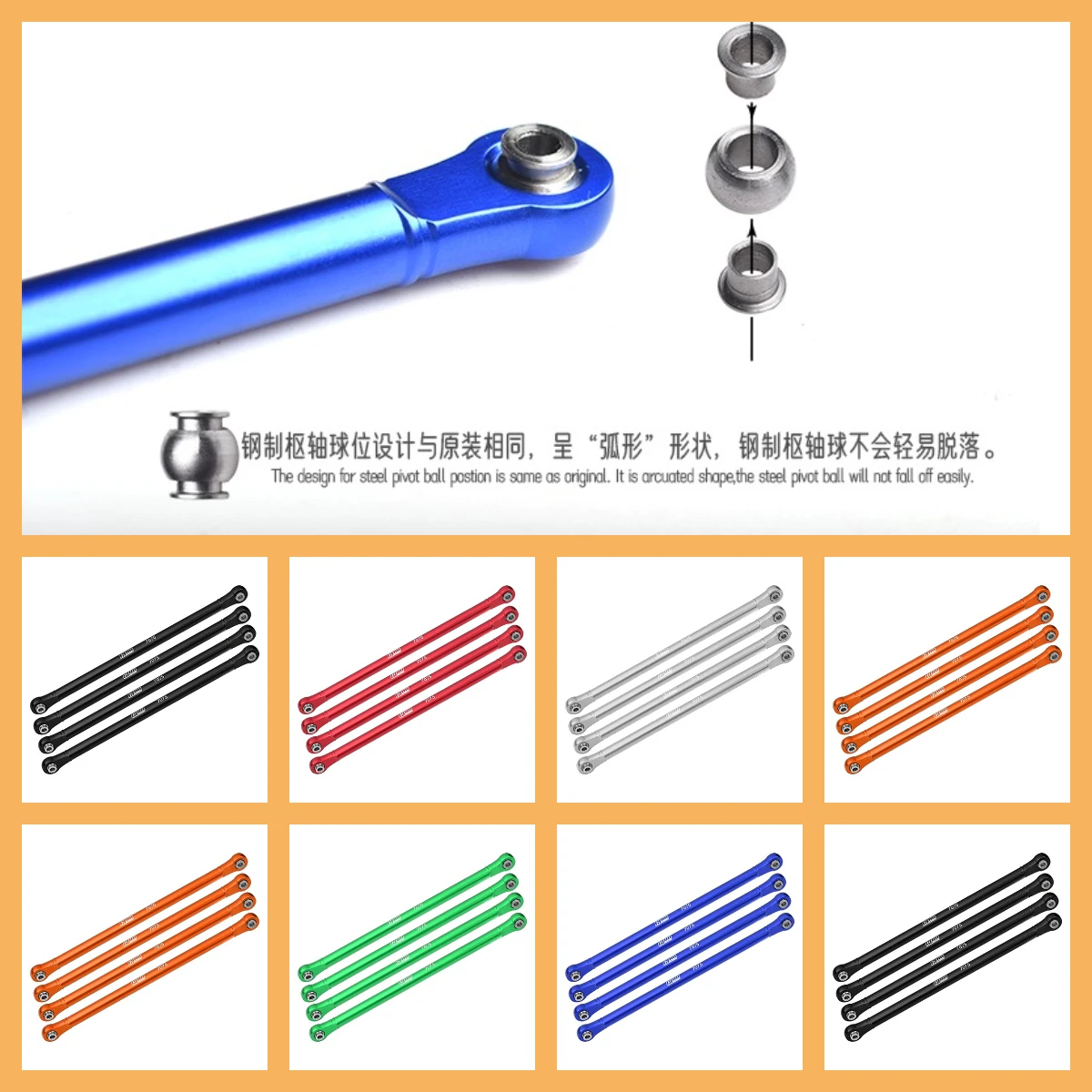 

GPM Aluminum 7075 Upper Link Bar Set For LOSI 1/8 LMT Solid Axle Monster Truck