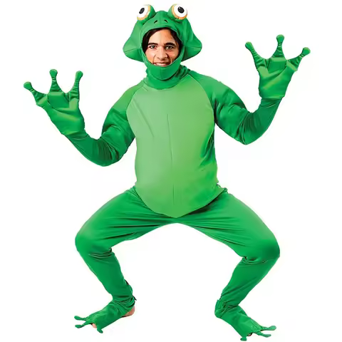 Adult Animal Halloween Cosplay Men Funny Frog Cosplay Costume NoveltyParty Jumpsuit Outfit Overalls Plus Size Oversize Clothes