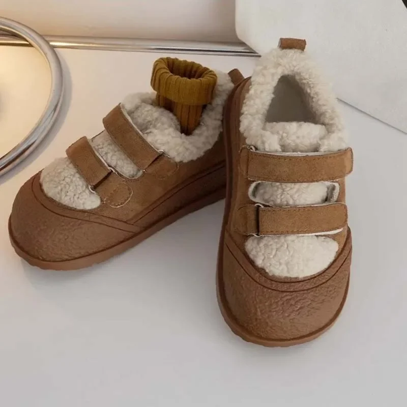 Winter Plush Baby Casual Shoes Lamb Plush Cotton Shoes Thickened Warm Girls Plush Shoes Outside Boys Shoes Toddler Boy Shoes