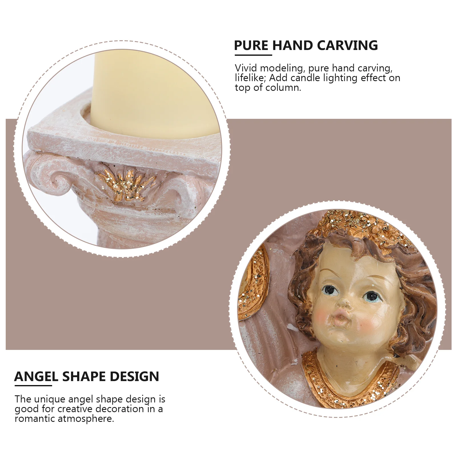 

1Pcs Angel Shaped Candleholder with Simulation Elegant Resin Artware for Home Restaurant Church Decor Resin Artware