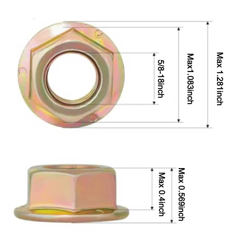 Carbon Steel Hex Flanged Spindle Blade Nuts Designed to Fit RZT50 RZT54 for 600 & for 800 Series Lawn for tractor Equipment