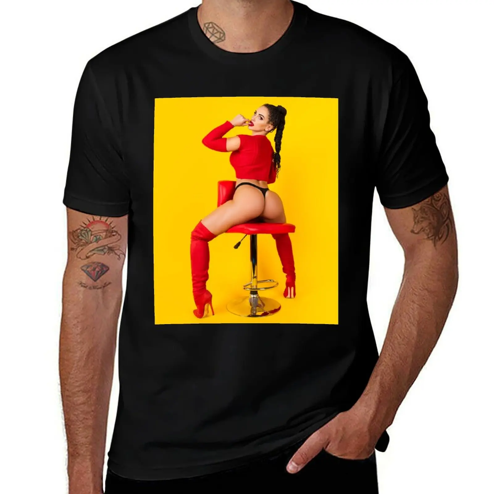 Hot Sexy Girl on Poster - Bikini Model - Modern Pinup Girl Art Photography featuring Fitness Model Nikola Weiterova in s T-Shirt