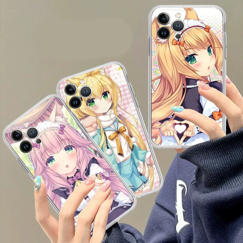 

Cartoon Nekopara Mousepad Silicone Soft for iphone 15 14 13 12 11 Pro Mini XS MAX 8 7 6 Plus X XS XR Cover