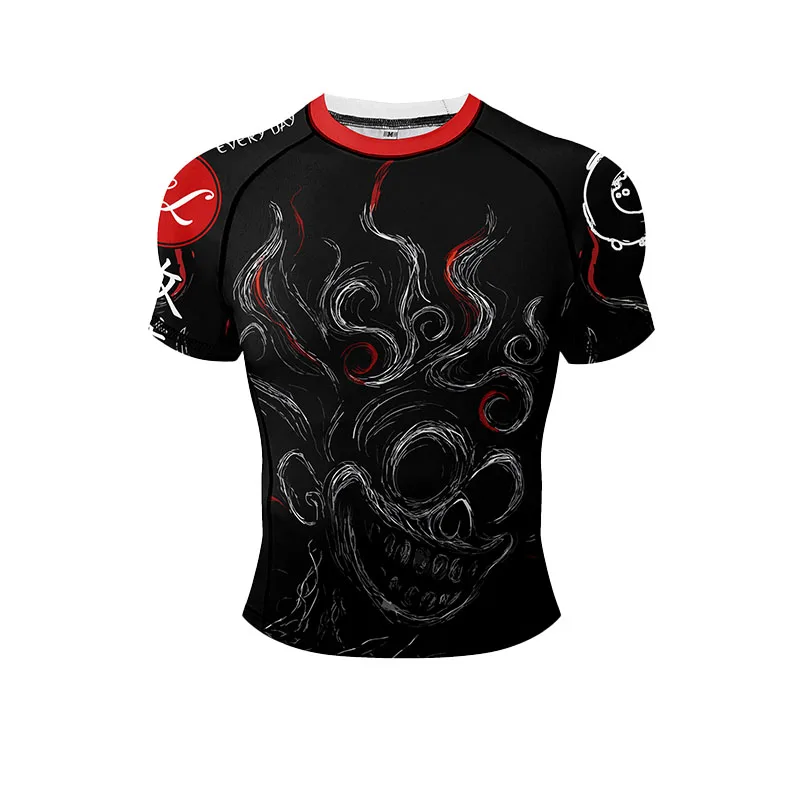 �No Taps Only Naps“ Jiu-Jitsu-Print-Rashguard, schnell trocknendes, atmungsaktives MMA-Trainings-Kompressionsshirt für Herren und Damen – Detail 6