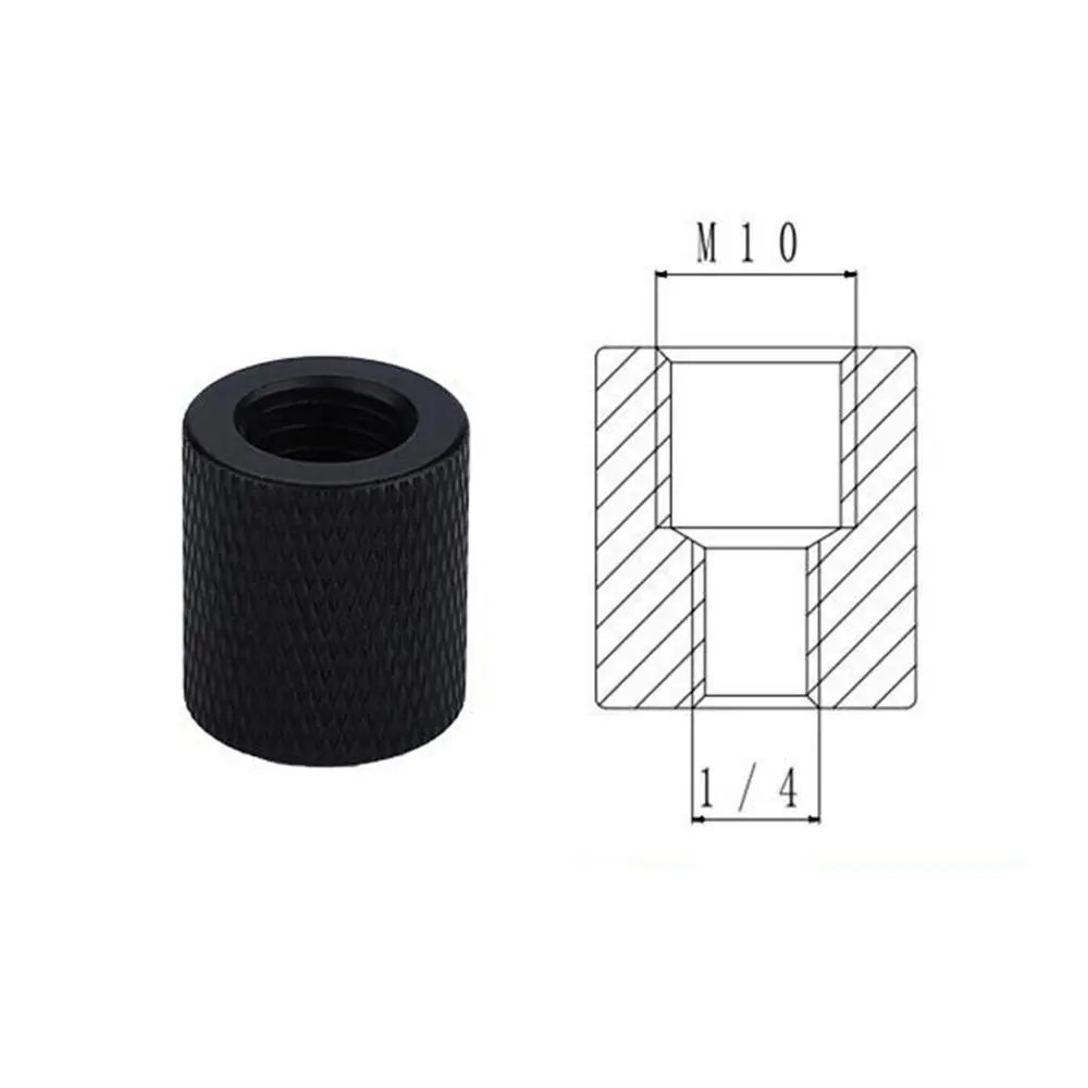 Tornillo de conversión de trípode de doble tuerca hembra a hembra, conector de aluminio negro para cámara 1/4 a M4/M5/M6/M8/M10