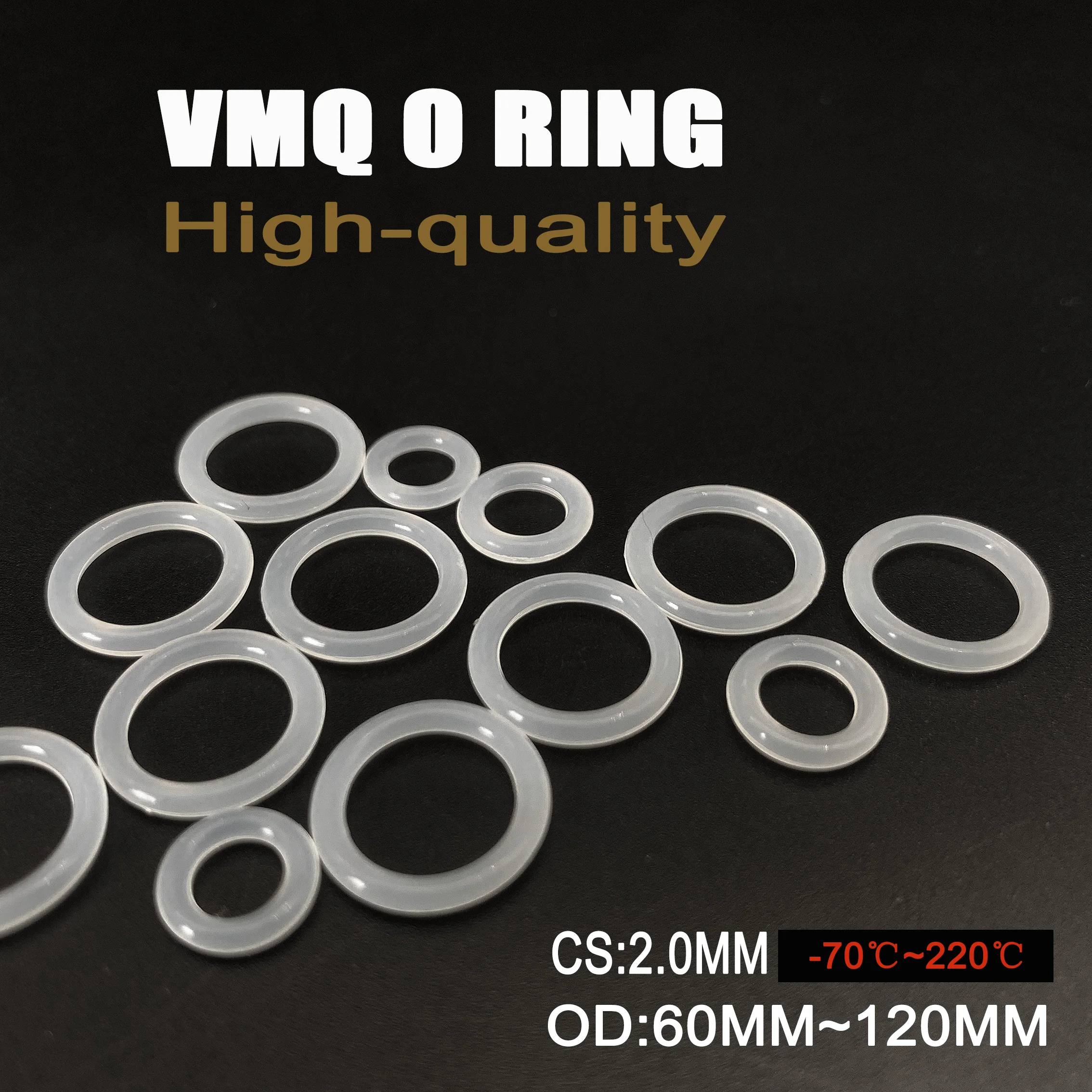 

10 Pcs CS 2mm OD 60mm ~ 120mm VMQ White Silicone Ring Gasket Food Grade Waterproof Washer Rubber Silicone Gasket Rubber O-Ring