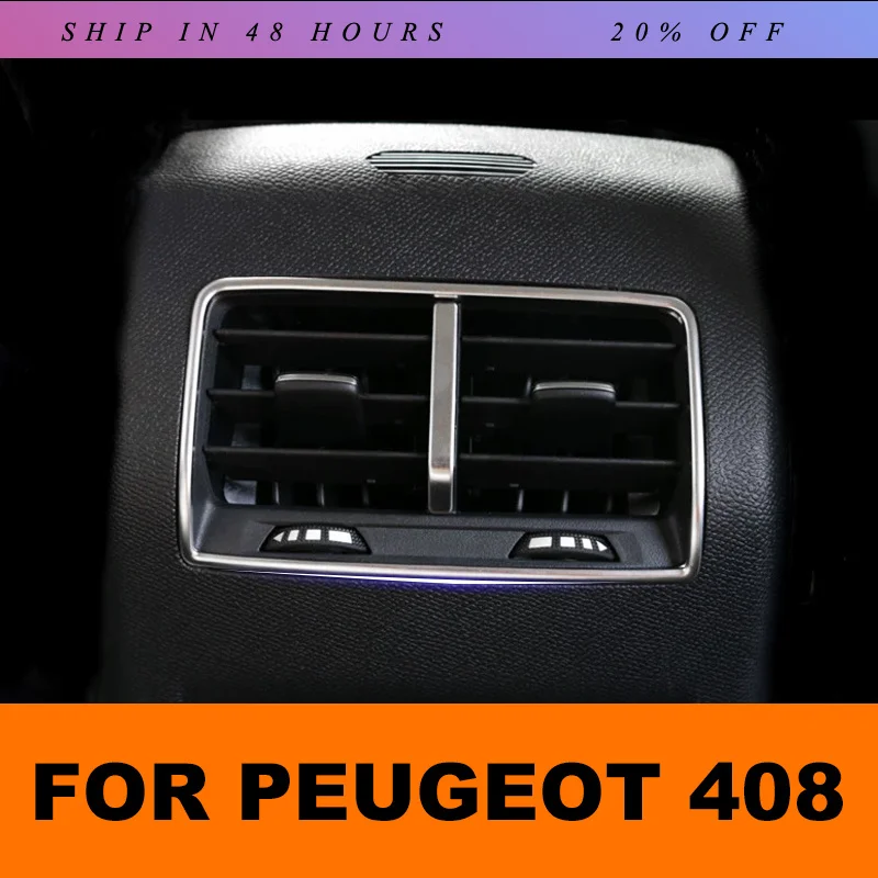 iosn Car Rear Air Vent Outlet Cover Trim Frame Decoration Chrome For Peugeot 408 2023