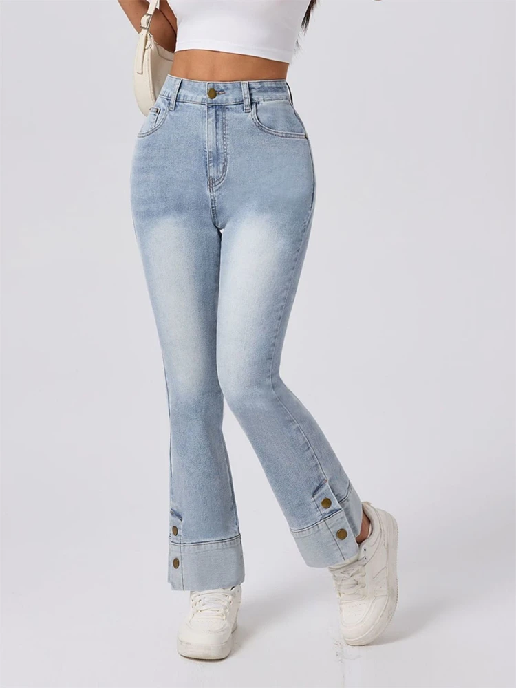 

Women's High Waisted Light Blue Skinny Ankle-length Jeans Summer Trousers Cool Girl Casual Bottoms Female Elasticity Denim Pants