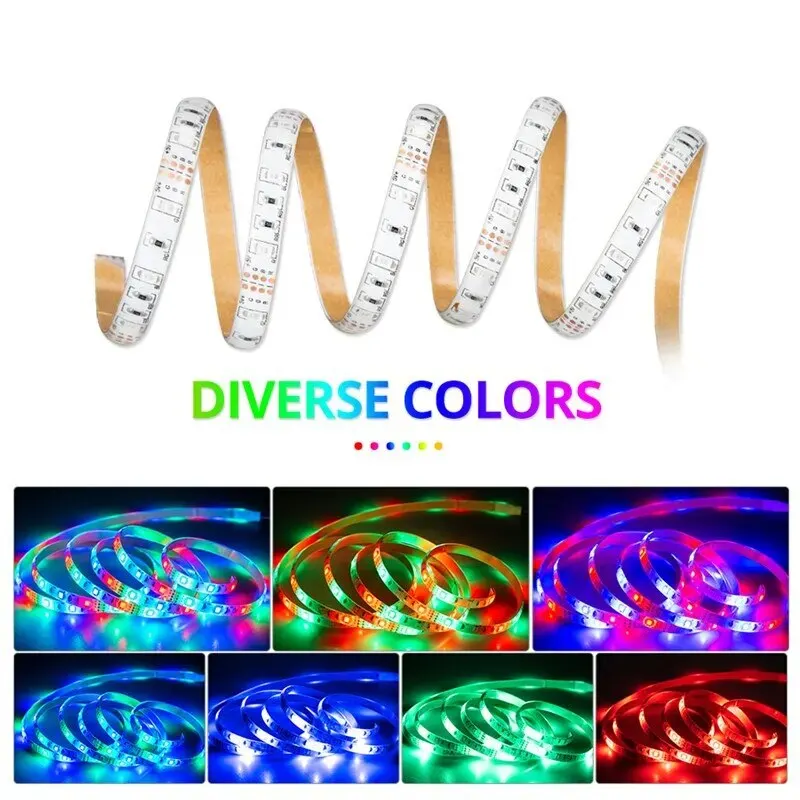 3M USB RGB lampu Strip LED 5V SMD 2835, aplikasi cerdas Bluetooth fleksibel pita pita LED untuk lampu latar TV komputer