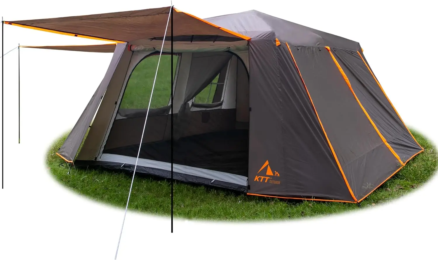 Extra Large Tent 10-12-14 Person(Style-B),Family Cabin Tents,2 Rooms,3 Doors and 3 Windows with Mesh,Straight Wall