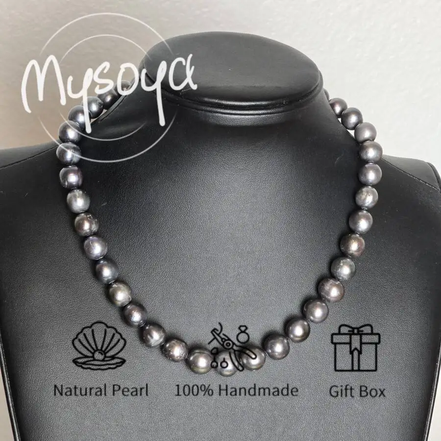 

Ожерелье MYSOYA из черного пресноводного жемчуга 8-9 мм, в подарочной коробке, подарок на день рождения, свадебные украшения, подарок для него/нее