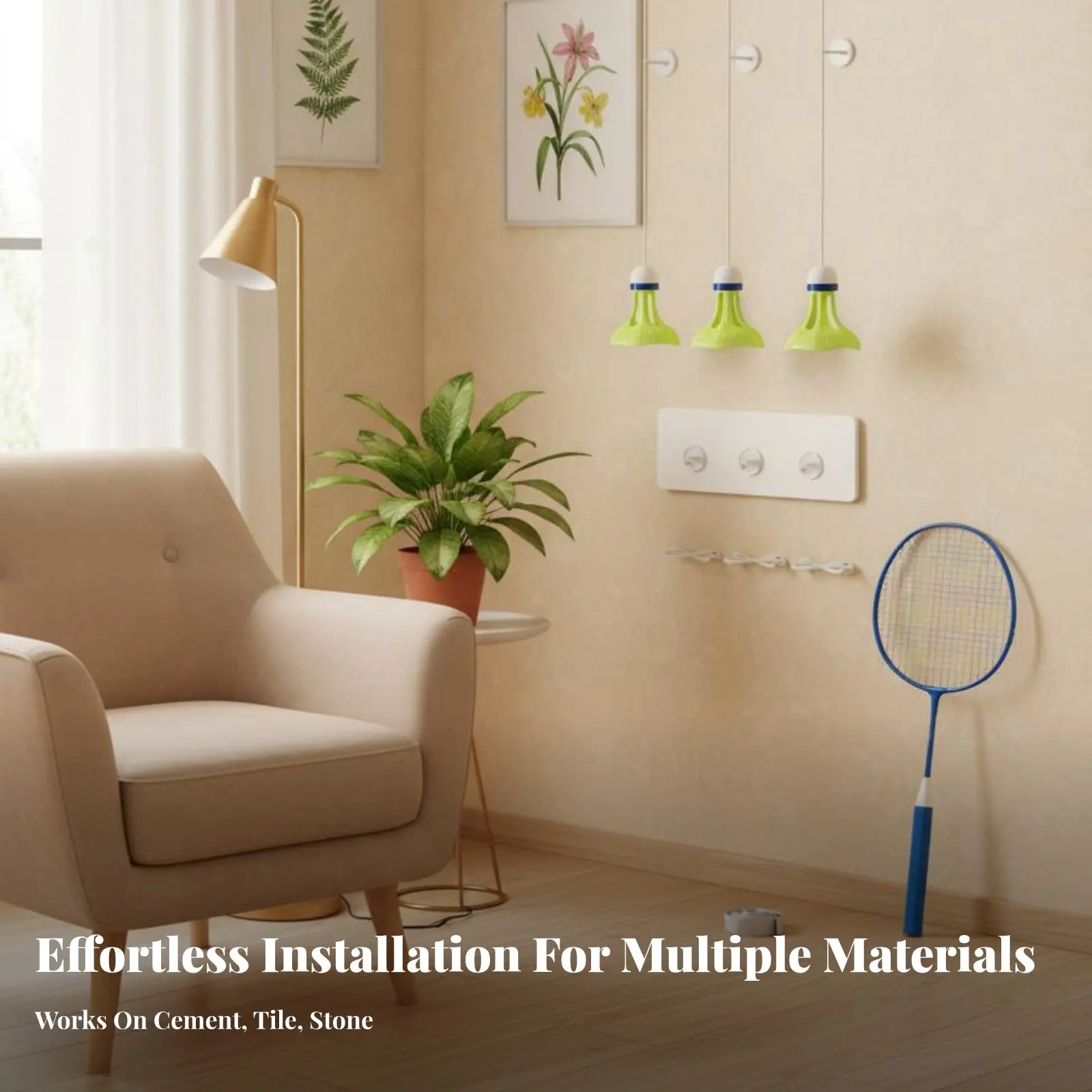 

Hanging Badminton Practice Device Height Adjustable Individual-Play Badminton Device Sports Equipment Portable Luminous