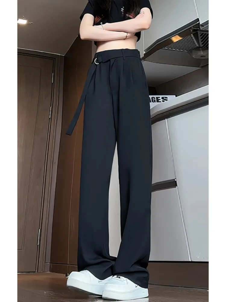 

Ice Silk Men's Summer Thin Straight Leg Casual Pants Loose Fit Wide Leg Sports Leisure Long Trousers Faionable Sensation