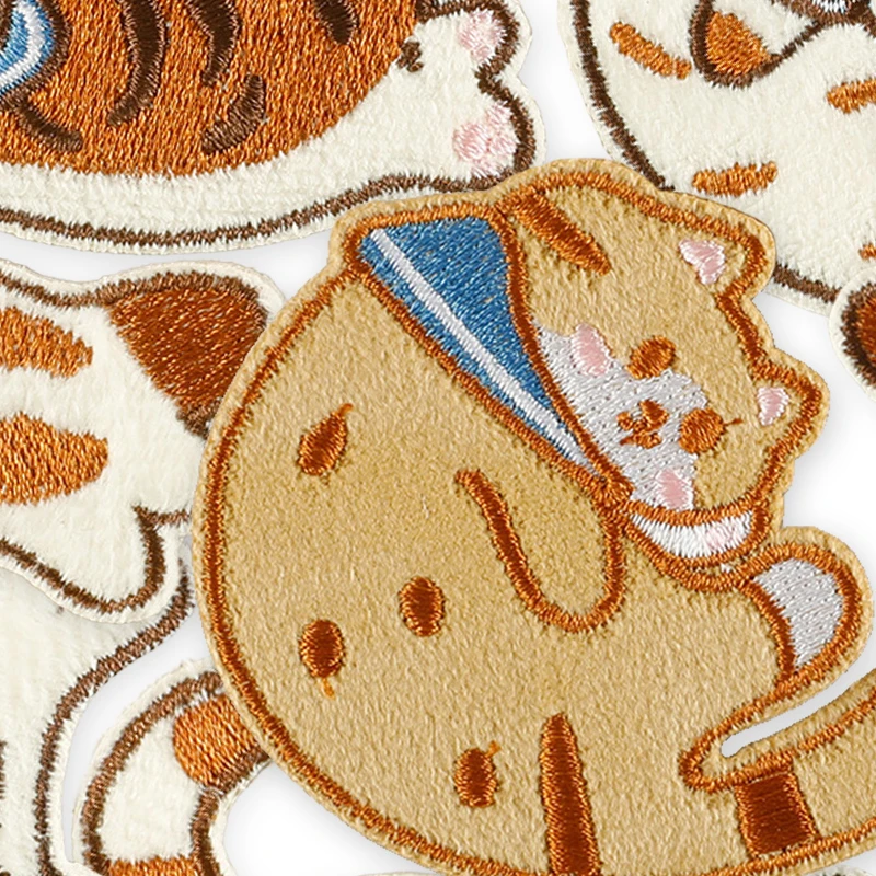 8 stücke Tier Katzen Nette Selbstklebende Patches Für Kleidung Kinder Gestickte Eisen Aufkleber Pack Mädchen Nähen Stoffe Jacken Hut diy – Detail 3