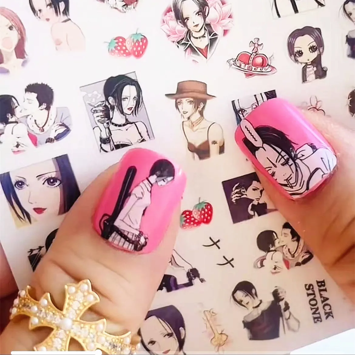 TSC-302 black stone Nana 707 room rock bandGOjo くうじょう じょうたろう  Slider 3d Nail Art Stickers Decal Slider