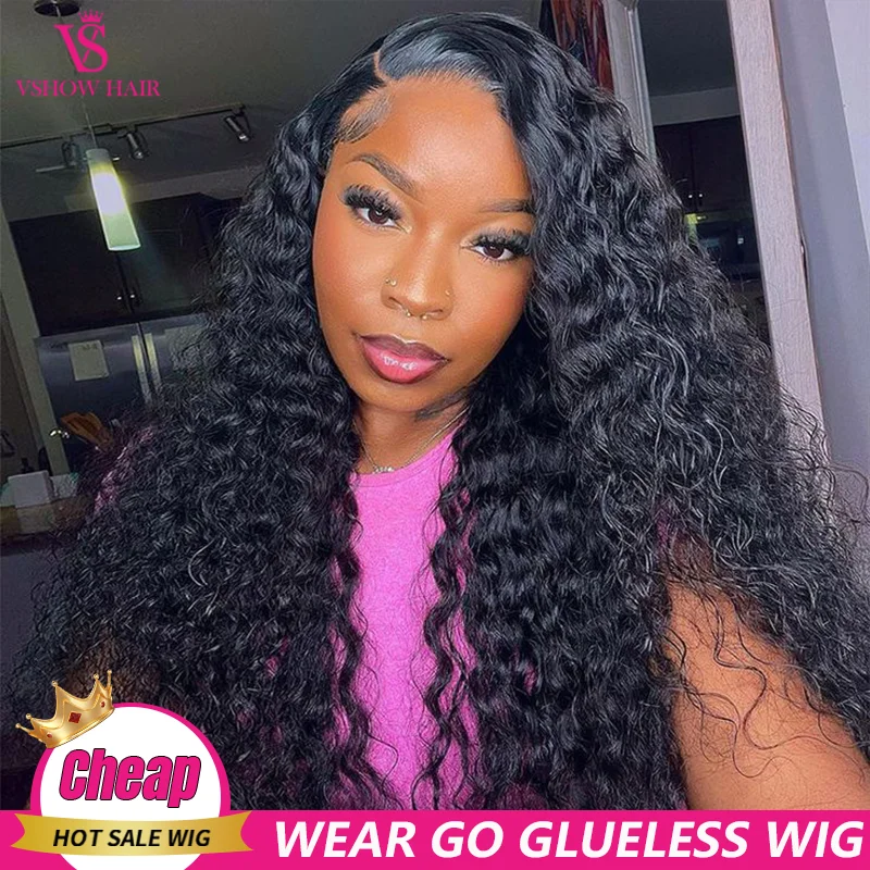 Deep Wave Wig Human Hair Glueless Wig Human Hair Ready To Wear Brazilian Preplucked 4x6 HD Lace Closure Human Hair wigs on sale