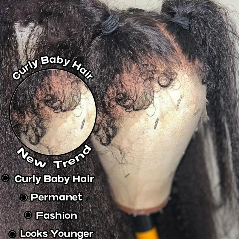 4C Edges Kinky Straight Natural Human Hair Wigs 13x5 HD Lace Front Wigs Human Hair Everyday & Special Events, Event Hairpiece image 3