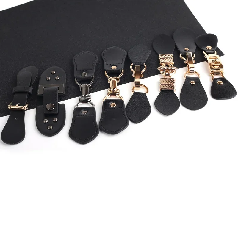 3 Pairs PU Leather Horn Toggle Buttons Sew on Buckle with Metal Hooks DIY Craft Closures Black Clip Holder Sweater Coat Windbrea