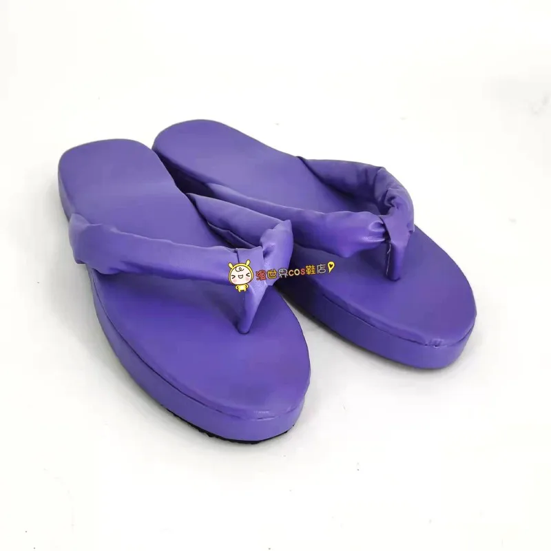 Demon Slayer Kimetsu No Yaiba Hinatsuru Cosplay Costume Shoes Handmade Purple Faux Leather Slippers