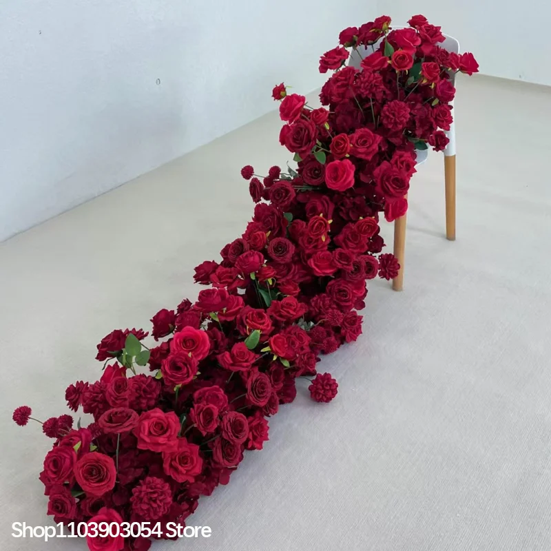 5D Künstliche Rosen-Hortensien-Blumenreihe, langer Sofaläufer, Hochzeits-Hintergrunddekoration, Blumenarrangement-Requisiten, Tischdekoration-Requisiten – Detail 3