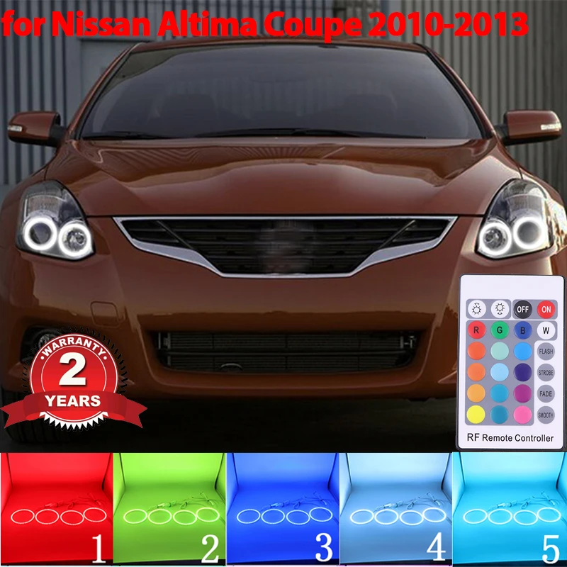 

Светодиодные кольцевые фары для Nissan Altima Coupe 2010-2013, сверхъяркая установка, разноцветный пульт дистанционного управления RGB