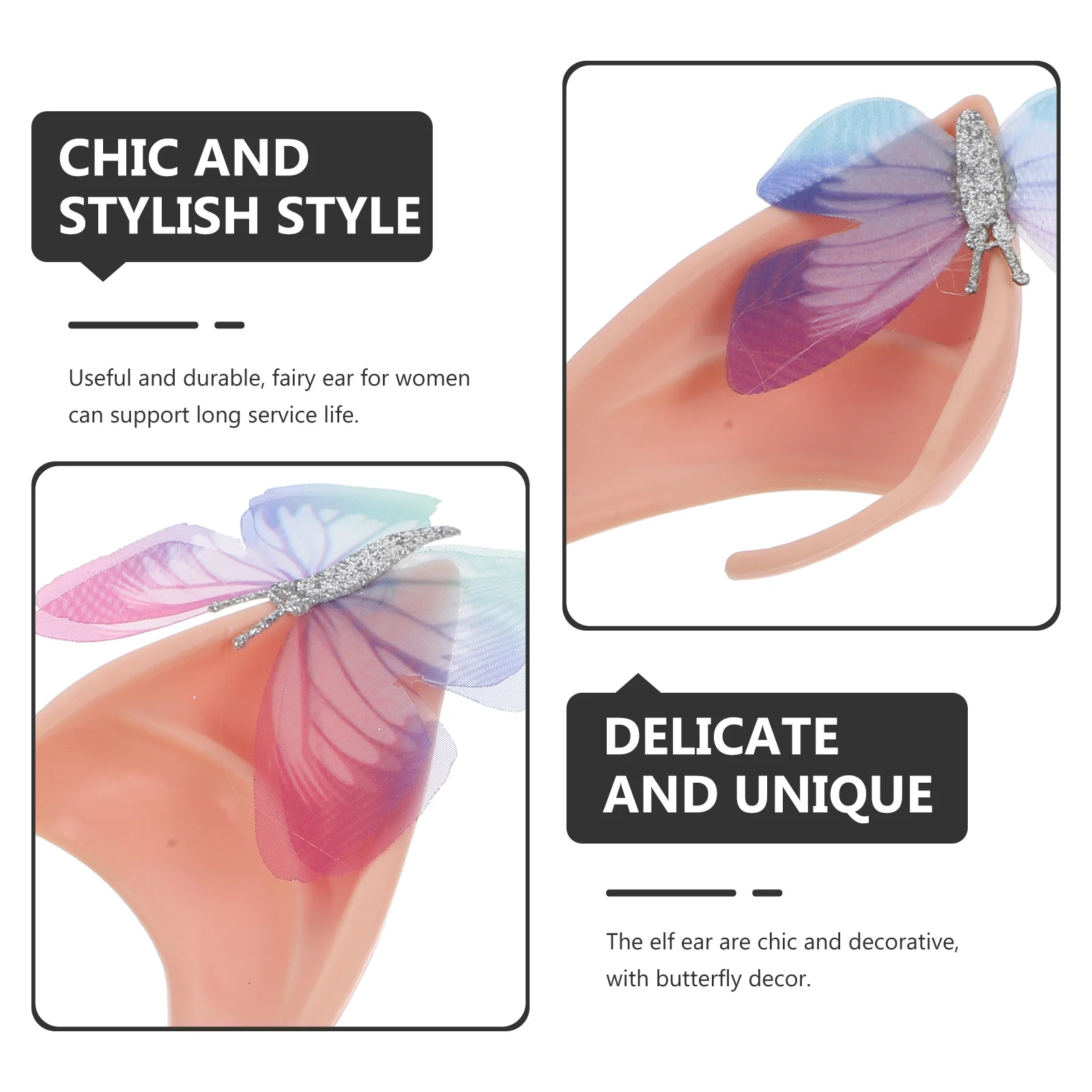 

1 пара нарядов с сказочными ушками в стиле бабочки, шикарный дизайн для женщин и девочек, косплей, фестиваль, выпускной, вечеринка, вечеринка, носимый