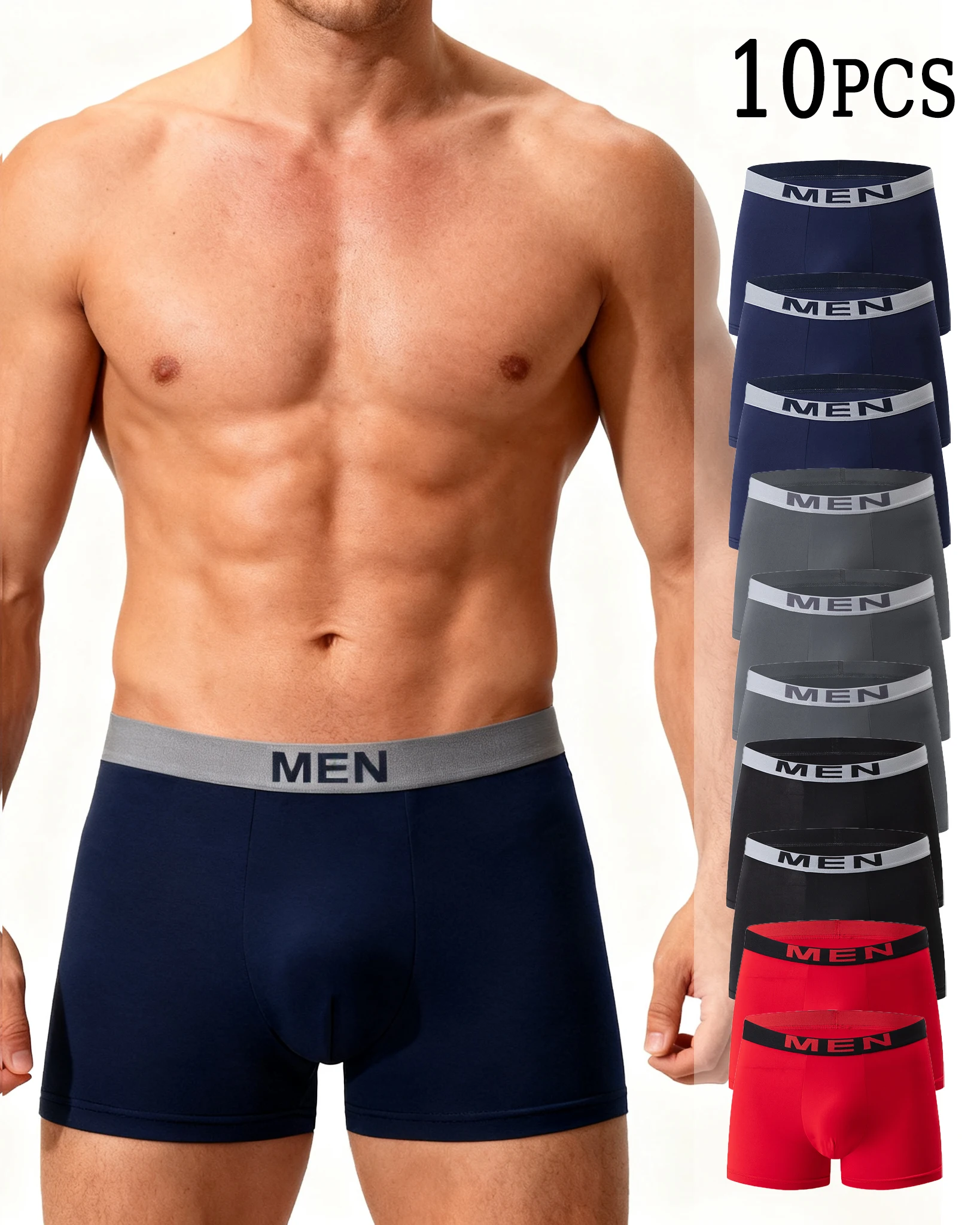 

10 piece set men's daily flat corner shorts MEN letter waistband super elastic men's underwear soft comfortable sports shorts