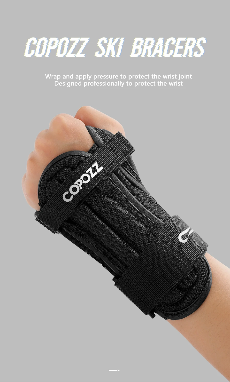 COPOZZ Ski-Handgelenkschutz, Snowboard-Handschutz, Rollschuh-Handgelenkstütze, Fitness-Ski-Handflächenschutz für Männer, Frauen und Kinder – Detail 2
