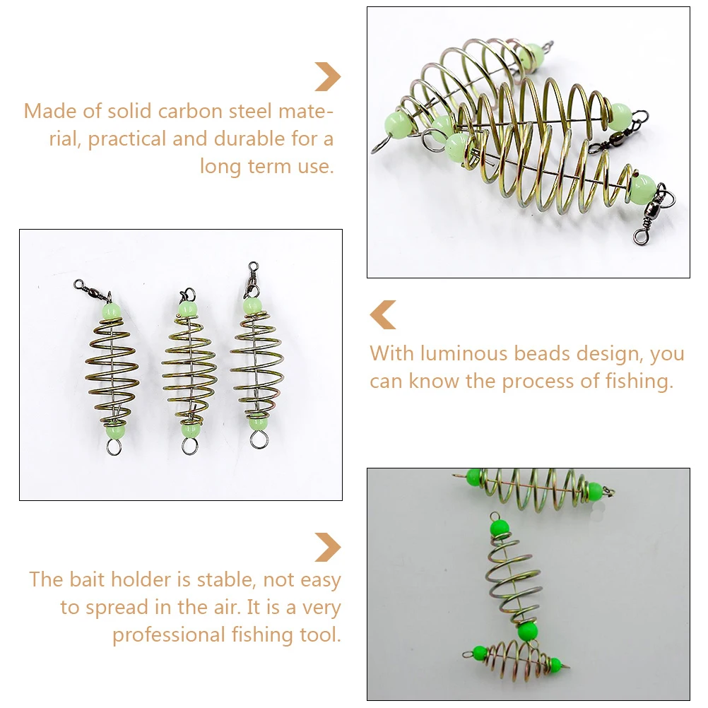 

30 Pcs Luminous Bead Fishing Bait Soft Glow Beads Lure Spring Tool Cage for Carbon Steel Illumination Child