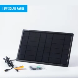 12w Mini Solar Panel Powered 18650 Battery Outdoor Waterproof Charger USB TypeC DC 5V 12V 1A 4G Router RF433 Alarm Wifi Camera