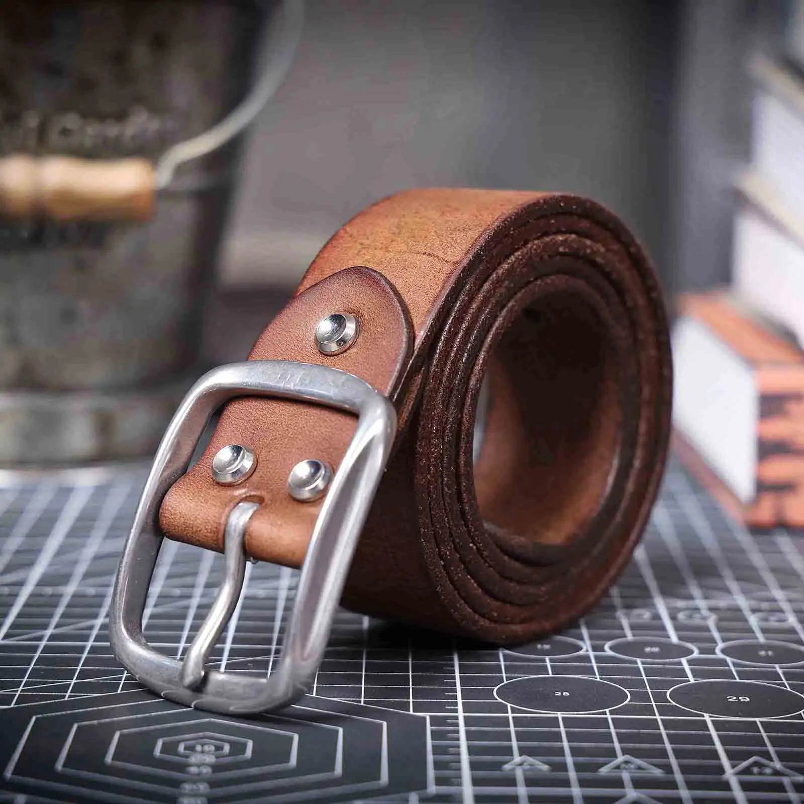 Vintage Echt leder Herren Rindsleder Gürtel Edelstahl Schnalle italienisches verdicktes Leder mit Geschenk box, ideale Wahl für Geschenk – Detail 19