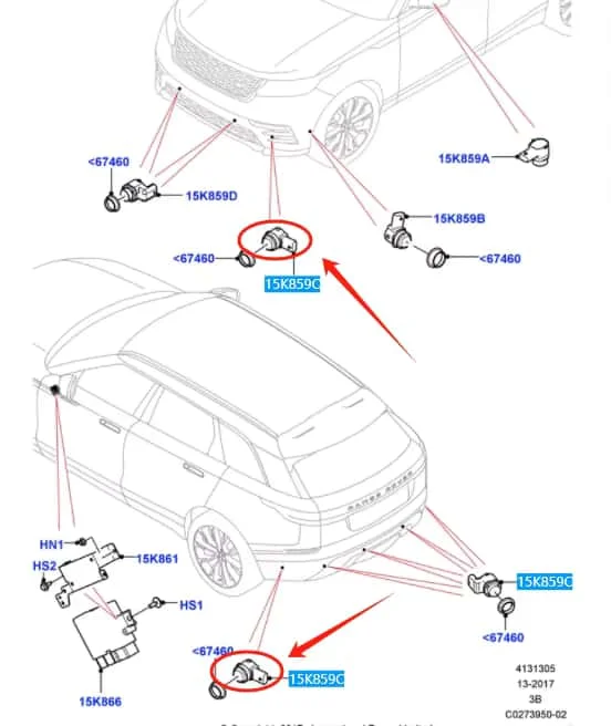 LR093753 PARK PARKING AID ASSIST SENSOR For LAND ROVER DISCOVERY RANGE ROVER EVOQUE RANGE ROVER VELAR 2019-2025