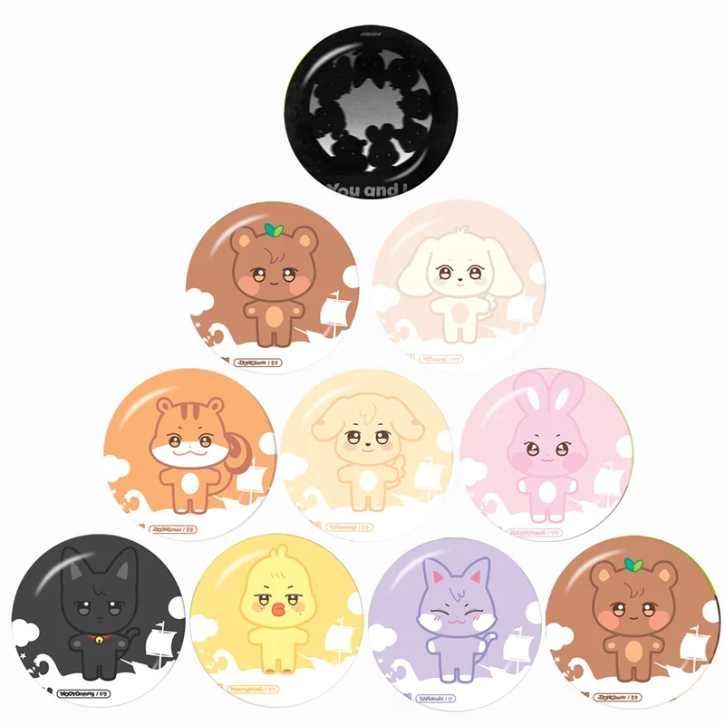 KPOP ATEEZ Cartoon Character 10Pcs 12mm/16mm/18mm/20mm/25mm/30mm Round Photo Glass Cabochon Demo Flat Back Making Finding