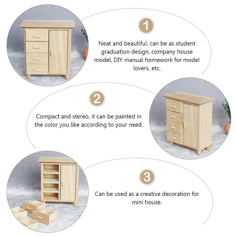 

1Pcs Mini Cabinet Mini Furniture Compact Sideboard for Student Graduation Design House Decor Cabinet Model Furniture Model