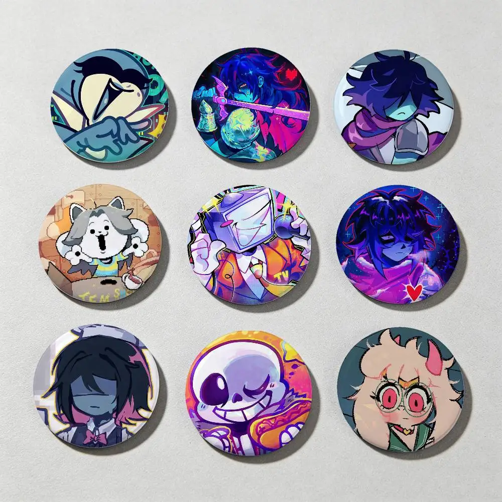 D-Deltarune Kris Game Laser diamond texture Button Pins Tinplate Brooches Cartoon Creative Badge For Backpack Clothes Decor