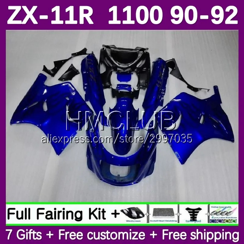 Fairing For KAWASAKI NINJA ZX-11 ZZR1100 ZX 11R 11 ZX11 R 116No.2 ZZR 1100 CC ZX11R 90 91 92 ZX-11R 1990 1991 1992 blue black