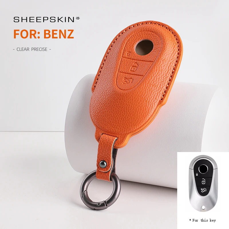 Goat skin Car Key Case Cover Shell For Mercedes Benz C E S Class GLC W206 W223 W214 E300 C260 C300 S450 S500 S400 Accessories