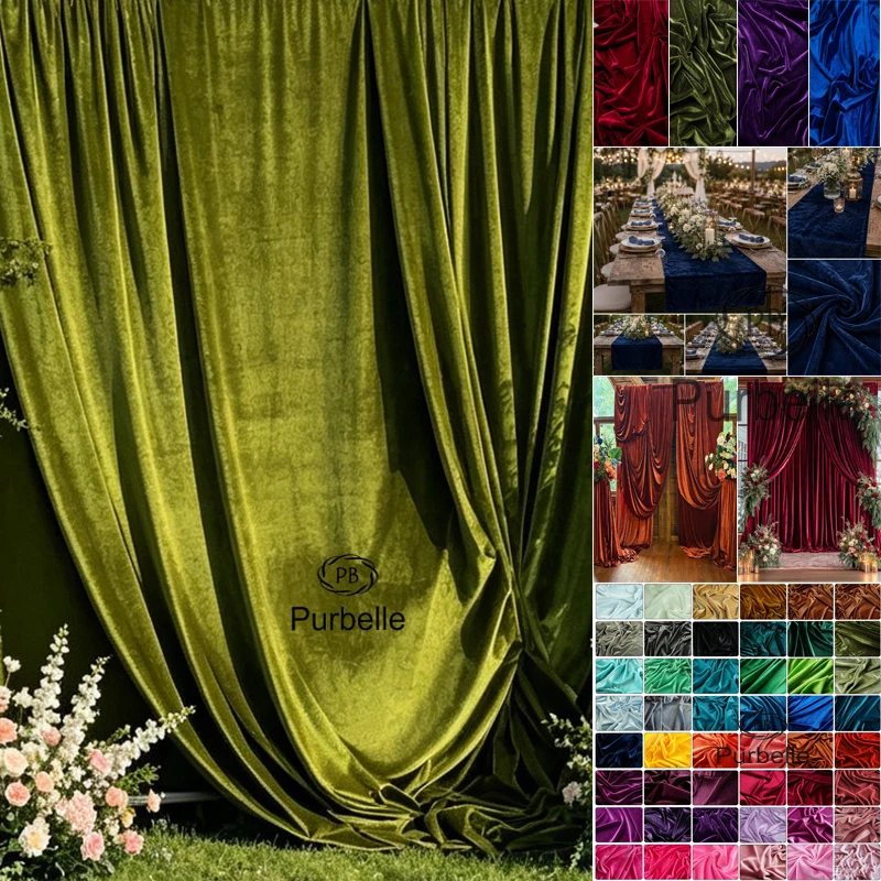 Tissu en velours rouge et vert large de 1,75 m pour la décoration de table, les robes, les décorations de mariage, les rideaux, le matériel de bricolage à élasticité bidirectionnelle