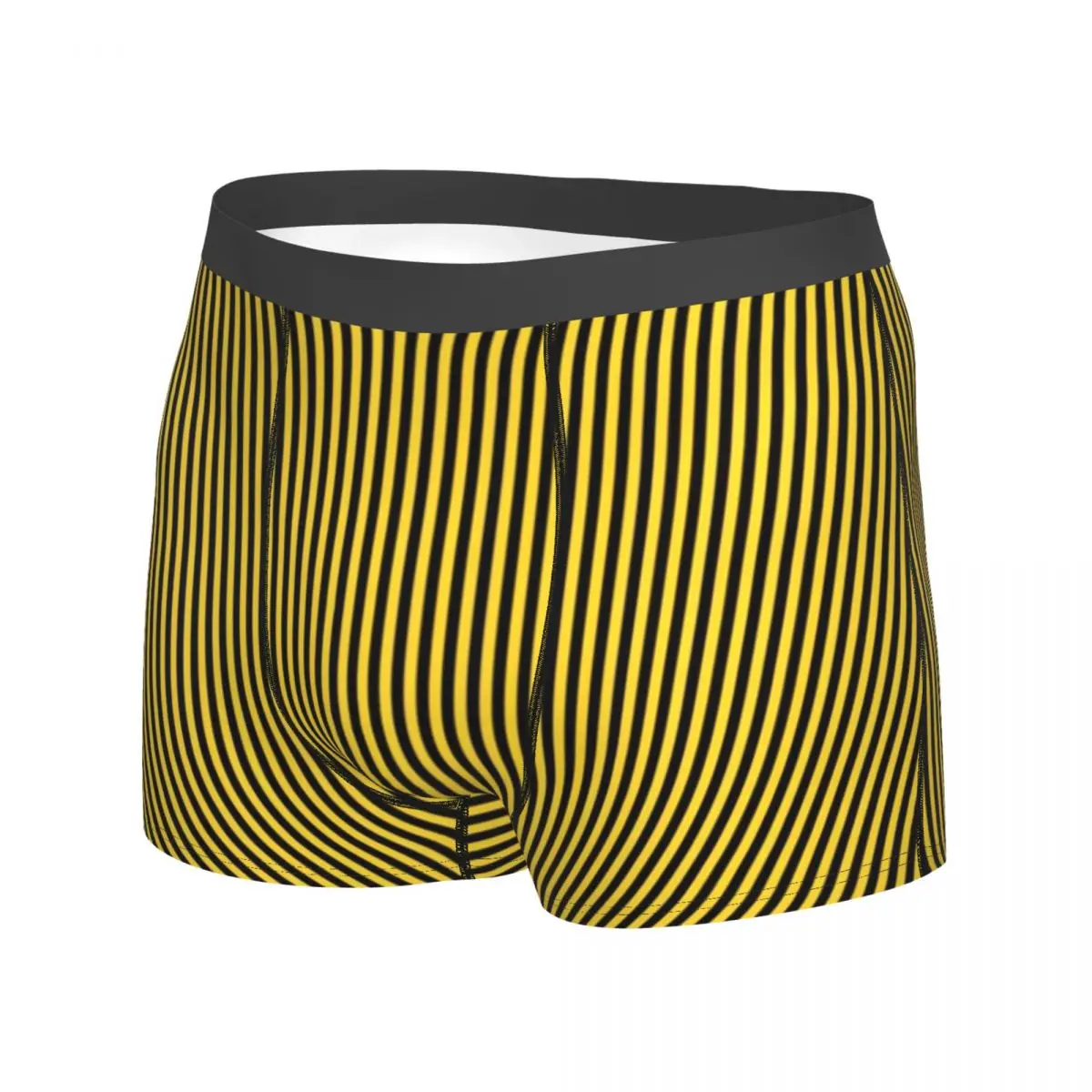 Vertical Striped Underwear Yellow and Black Breathable Underpants Printed Boxer Brief Pouch Man Plus Size Trunk