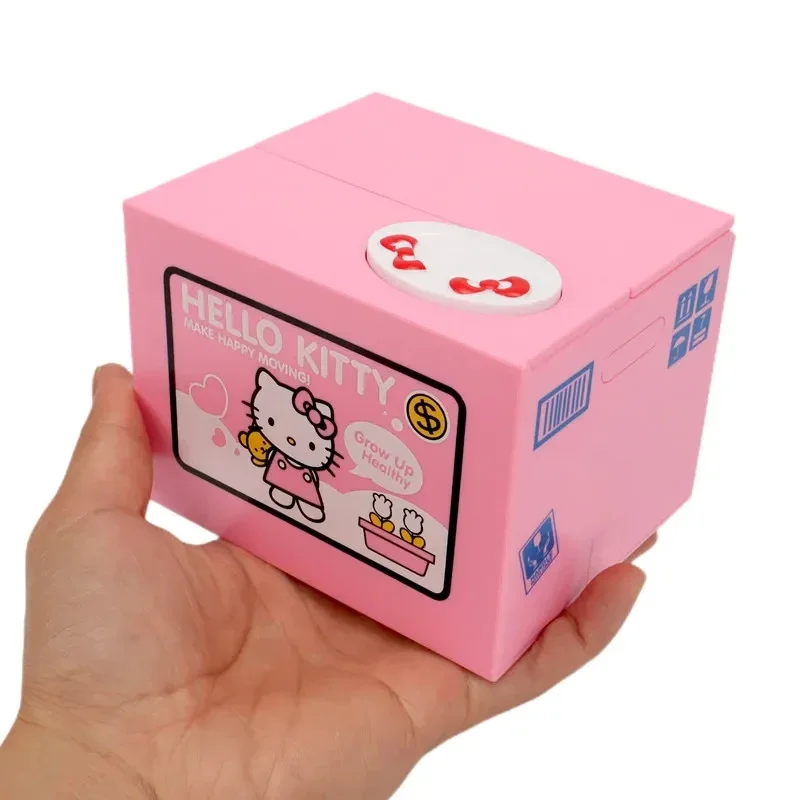 Hello Kitty Skarbonka Sanrio Figurka akcji Anime Kreskówka Elektroniczny KT Kot Kradzież Monety Sejf Zabawki Prezenty dla dzieci