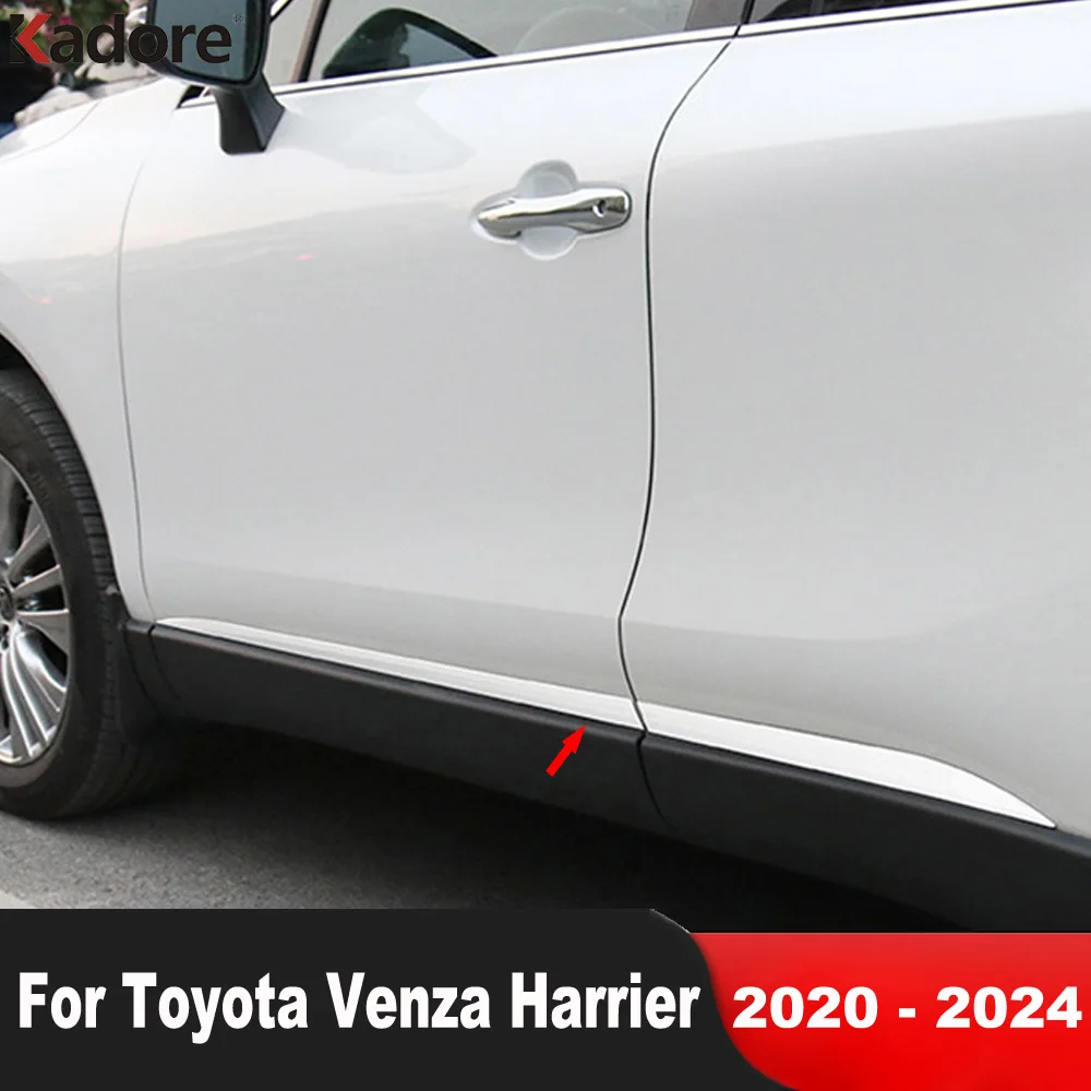 For Toyota Venza Harrier 2020 2021 2022 2023 2024 Chrome Car Side Door Body Trim Door Panel Streamer Molding Strip Accessories