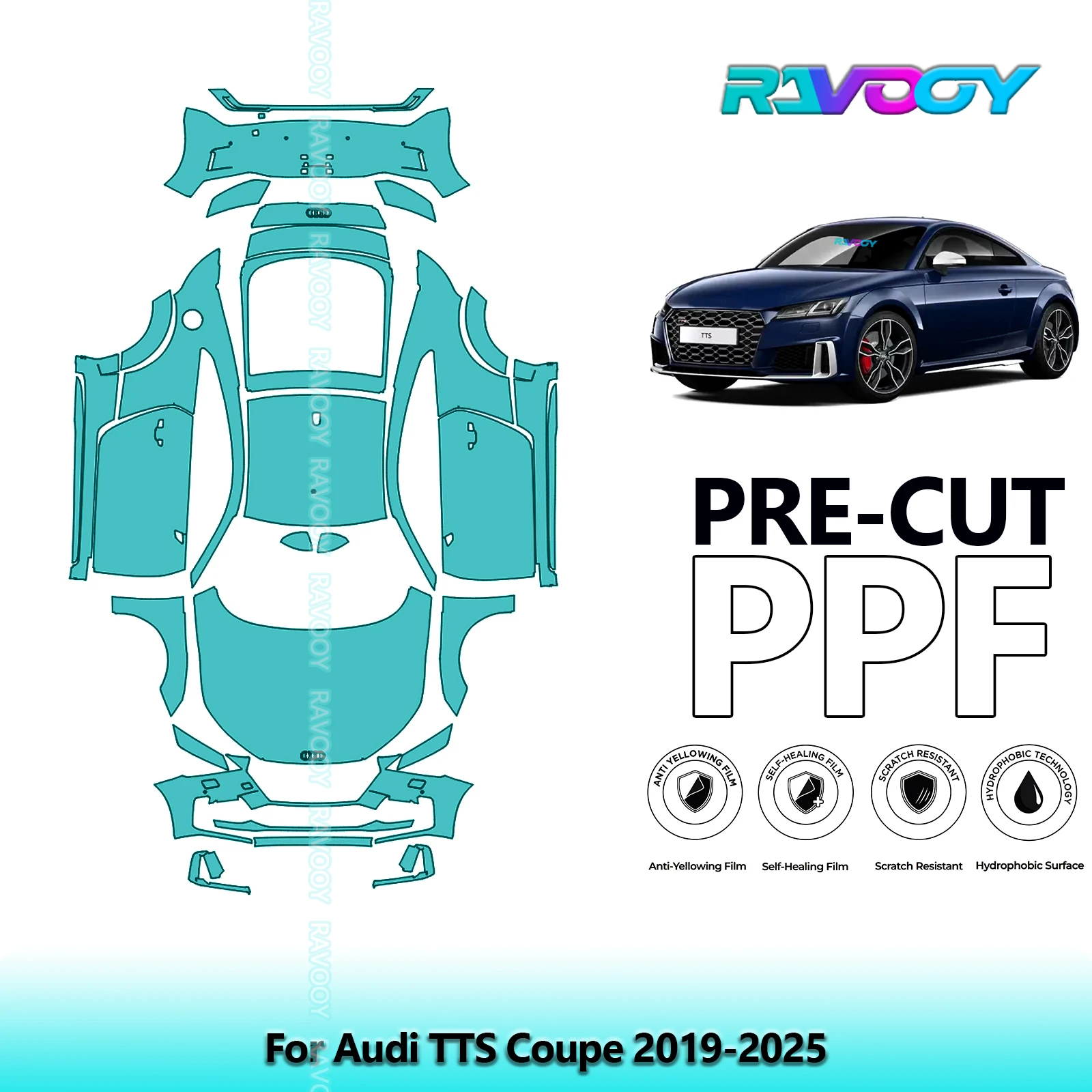 

Full Vehicle Clear Bra Precut PPF Paint Protection Film For Audi TTS Coupe 2019-2025