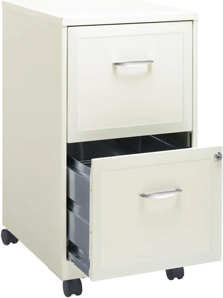 

2-Drawer Contemporary Metal Mobile Vertical File Cabinet in White