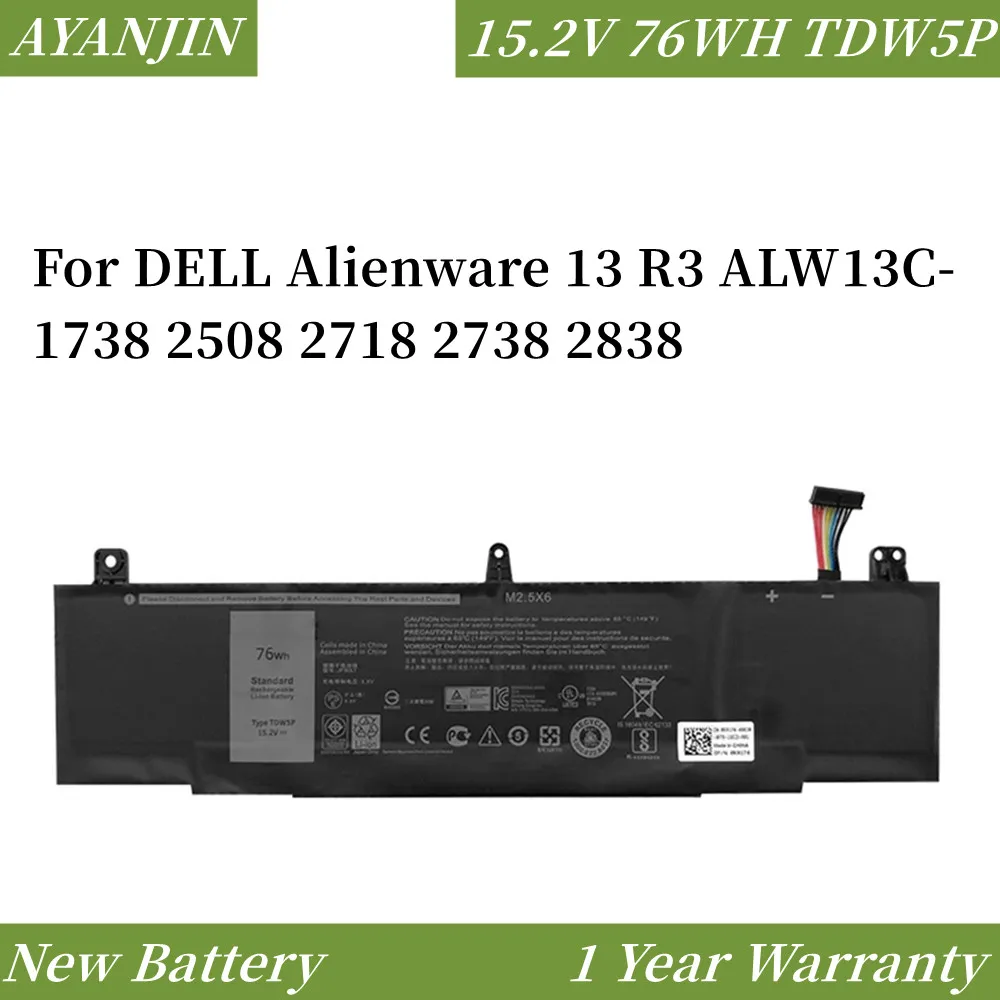 TDW5P JFWX7 04RRR3 0V9XD7 4RRR3 P81G P81G001 15.2V 76Wh For DELL Alienware 13 R3 ALW13C-1738 2508 2718 2738 2838